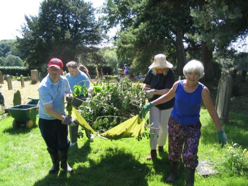 Churchyard Task Team working at Hatfield, Herefordshire